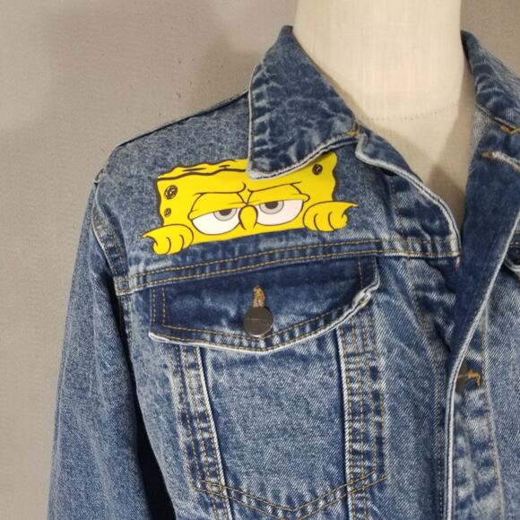 Members Only Nickelodeon SpongeBob denim jacket men's XL extra large Blue NEW - Picture 4 of 10